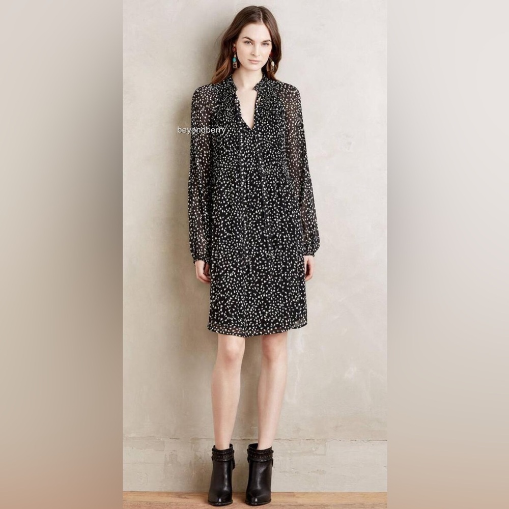 Anthropologie Meadow Rue Boxy Flowy Flirty Knee Length Women’s Black White Dress